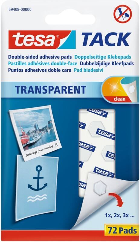 Pastille autocollante tesa Tack Transparent 10 (l) mm PA (Polyamide) 72 Unités