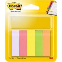 Post-it Haftmarker Rechteckig 1,5 x 5 cm Farbig sortiert Page Marker 5 Stück à 100 Streifen