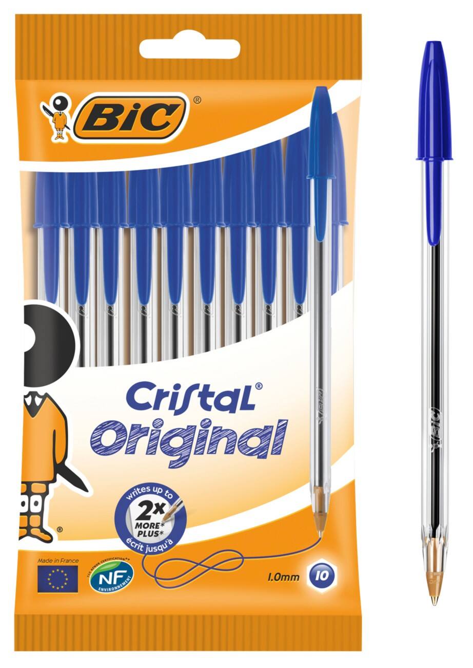 Stylo bille BIC Cristal® Bleu Avec capuchon 10 Unités