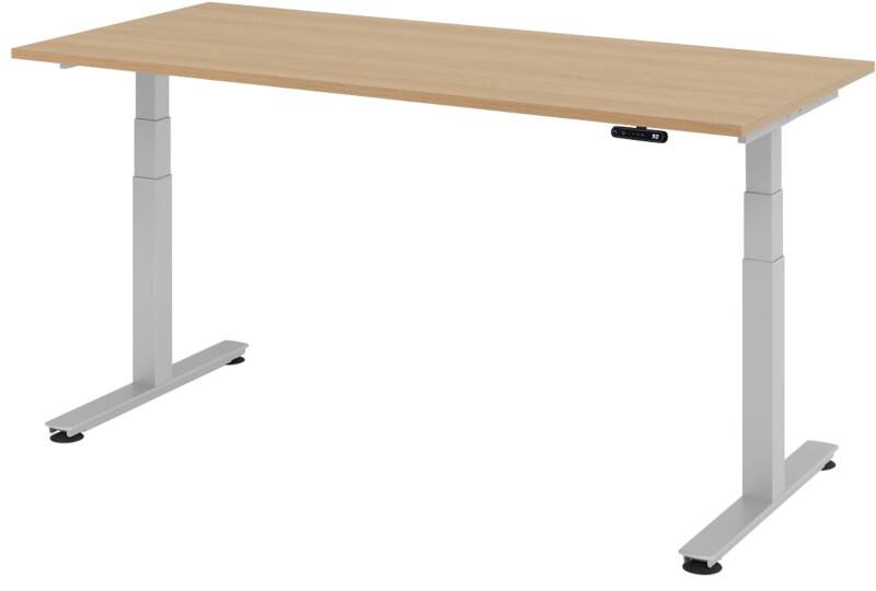 Bureau assis-debout Hammerbacher XDSM VXDSM Hauteur ajustable électriquement Rectangulaire Chêne T-Pied 1800 (L) x 800 (P) x 1270 (H) mm Acier, Aggloméré