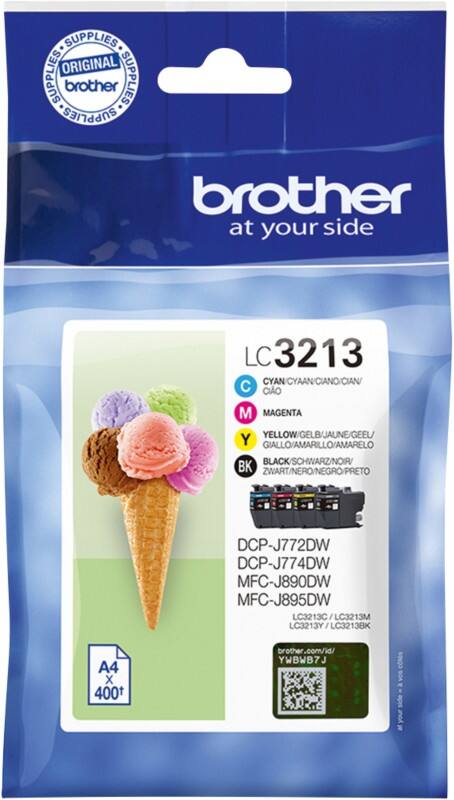 Brother  Original Tintenpatrone LC3213VAL Schwarz, Cyan, Magenta, Gelb 4 Stück Multipack