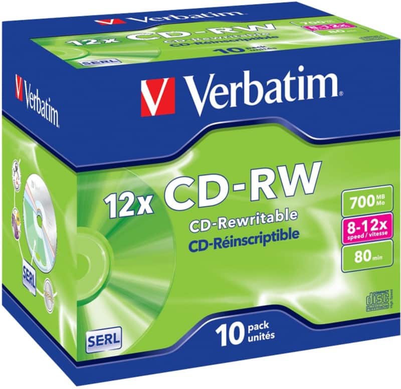 CD-RW Verbatim 12 x 700 Mo SERL Jewel Case 10 Unités