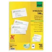 Sigel PC-Visitenkarten Blanko 3C 85 x 55 mm 190 g/m² Weiß 10 Blatt à 10 Stück