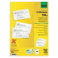 Cartes de visite Sigel 190 g/m² Blanc 10 Feuilles de 10 Unités