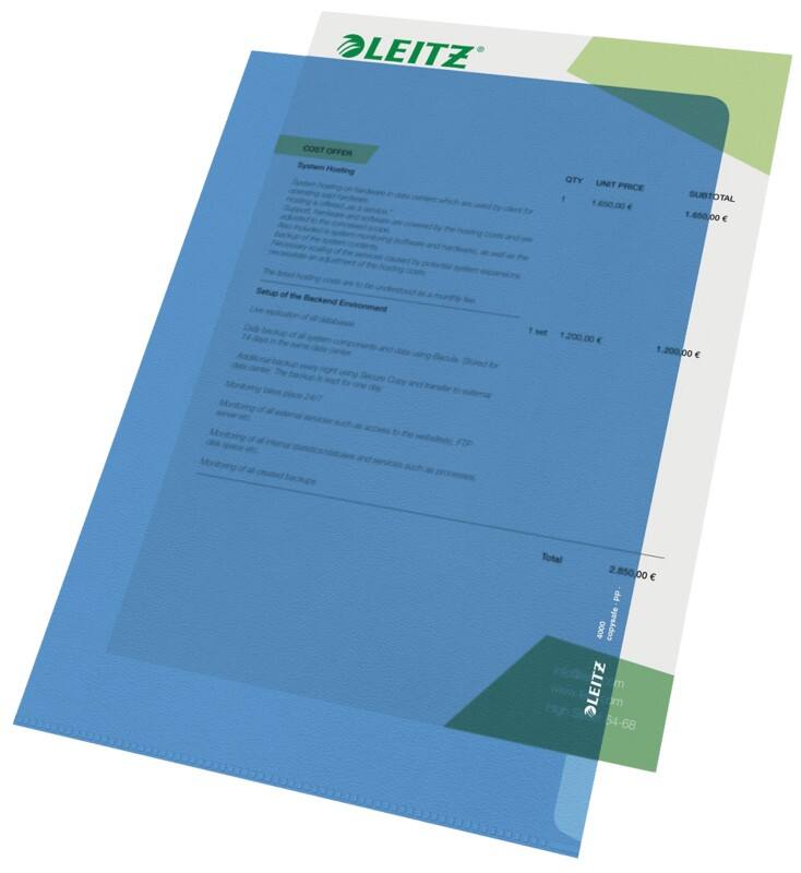 Leitz Standard Sichthüllen DIN A4 Blau PP (Polypropylen) 130 Mikron 100 Stück