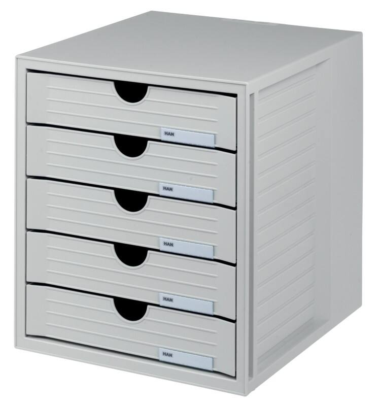 Module à tiroirs HAN PS (Polystyrène) Gris clair 5 Tiroirs 27,5 x 33 x 32 cm