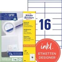 AVERY Zweckform Universaletiketten 3665 Ultragrip Weiss DIN A4 105 x 33,8 mm 100 Blatt à 16 Etiketten