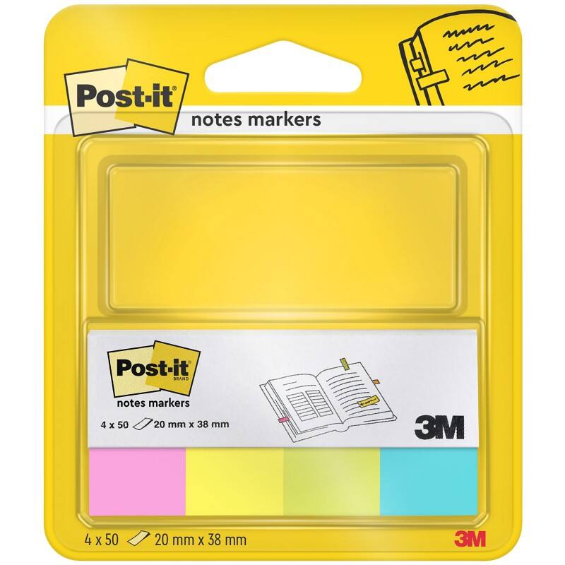 Post-it Haftmarker Rechteckig 2 x 3,8 cm Farbig sortiert Page Marker 50 Streifen