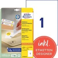 AVERY Zweckform L4735REV-25 Ablösbare Universaletiketten A4 Weiss 210 x 297 mm 30 Blatt à 1 Etiketten