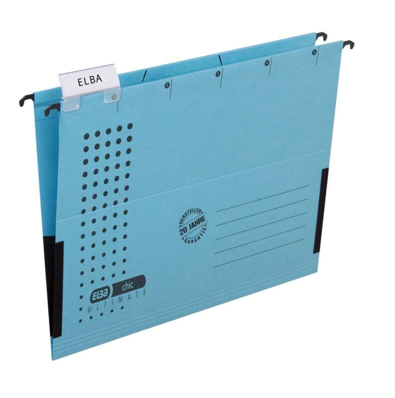ELBA chic ULTIMATE Hängemappen A4 V-Boden Blau Blauer Engel UZ56 (Recyclingkarton Schreibwaren) 5 Stück
