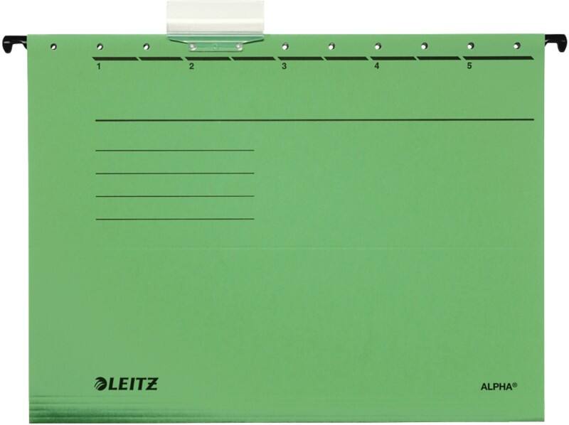 Dossiers suspendus Leitz Alpha 1985 A4 Base en V 275 g/m² Carton 100 % recyclé Vert 15 mm 5 Unités