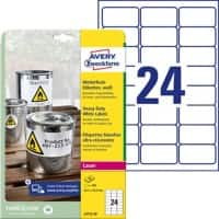 AVERY Zweckform Wetterfeste Etiketten L4773-20 haftend DIN A4 Weiss 63,5 x 33,9 mm 20 Blatt à 24 Etiketten