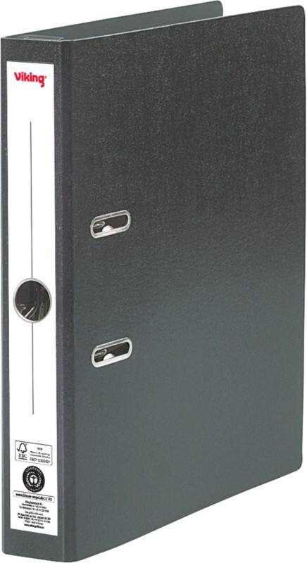 Classeur suspendu Viking Étroit Prem Touch A4 50 mm Noir 2 Anneaux Carton Mat Portrait Recyclé