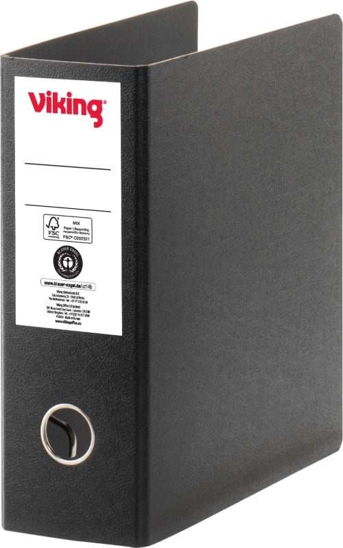 Viking Breit Ordner A5 75 mm Schwarz 2 Ringe Pappkarton Hochformat Recycled