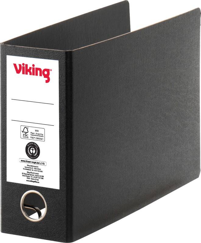 Viking Breit Ordner A5 75 mm Schwarz 2 Ringe Pappkarton Querformat Recycled