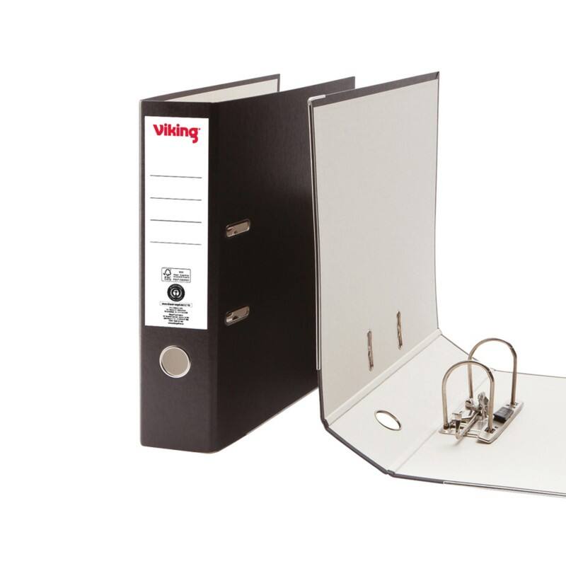 Classeur à levier Viking Large A4 75 mm Noir 2 Anneaux Carton Mat Portrait Recyclé