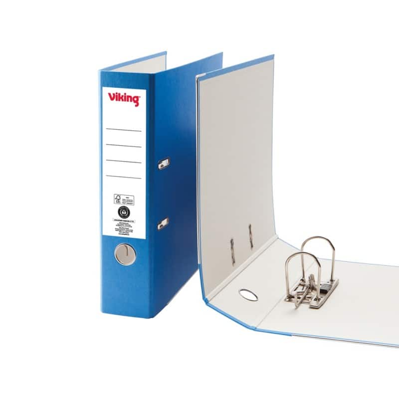 Classeur à levier Viking Large A4 75 mm Bleu 2 Anneaux Carton Mat Portrait Recyclé