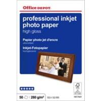 Office Depot Inkjet Fotopapier Glänzend 10 x 15 cm 270 g/m² Weiß 50 Blatt