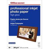 Papier photo Office Depot Professional Blanc Brillant 280 g/m² 21 x 29,7 cm A4 50 Feuilles