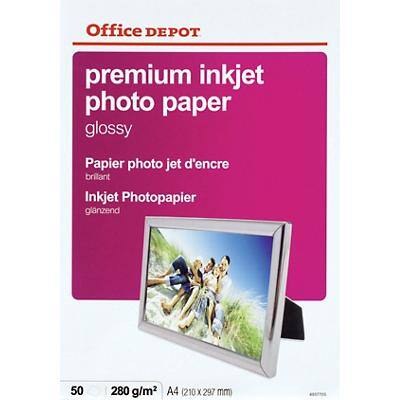 Papier photo Office Depot Premium Blanc Brillant 280 g/m² 21 x 29,7 cm A4 50 Feuilles