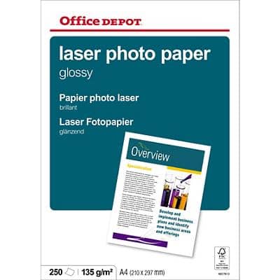 Papier photo Office Depot Laser Brillant A4 135 g/m² Blanc 250 Feuilles