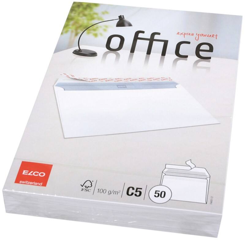 Enveloppes Elco Office Sans fenêtre C5 229 (l) x 162 (h) mm Bande adhésive Blanc 100 g/m² 50 Unités