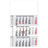 Wandmontiert Kalender 2026 3 Monate / 1 Seite Deutsch, Englisch, Französisch 30 (B) x 49 (H) cm Mehrfarbig  