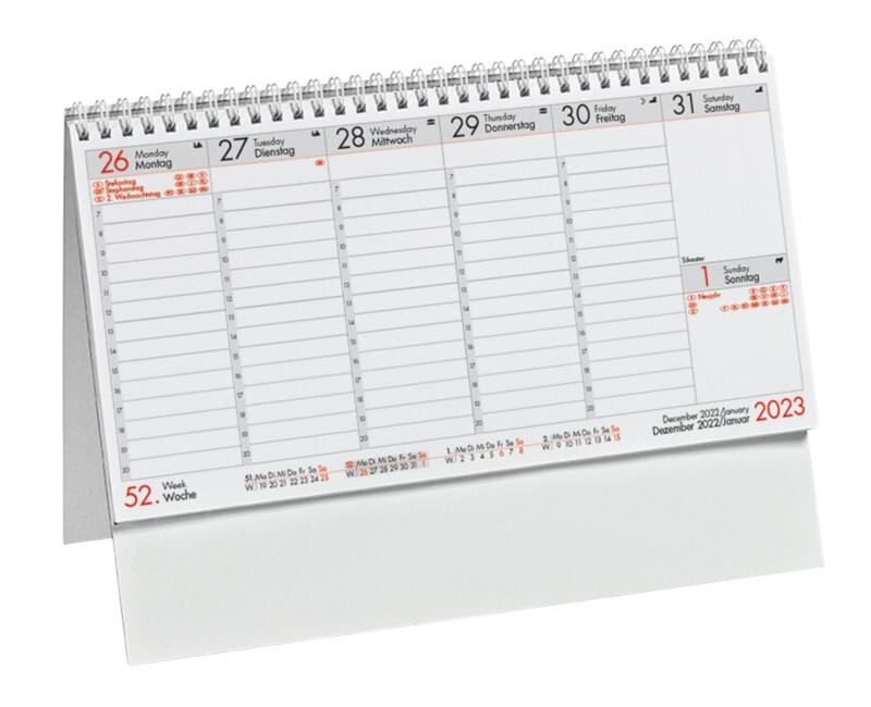 Calendrier de bureau timeLine 2026 1 Semaine par page Allemand, anglais 29 x 21 (l x h) cm Multicolore