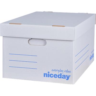 Niceday Archivschachteln mit Deckel Weiss 100% recycelte Pappe 25,5 x 54,5 x 35,4 cm 10 Stück