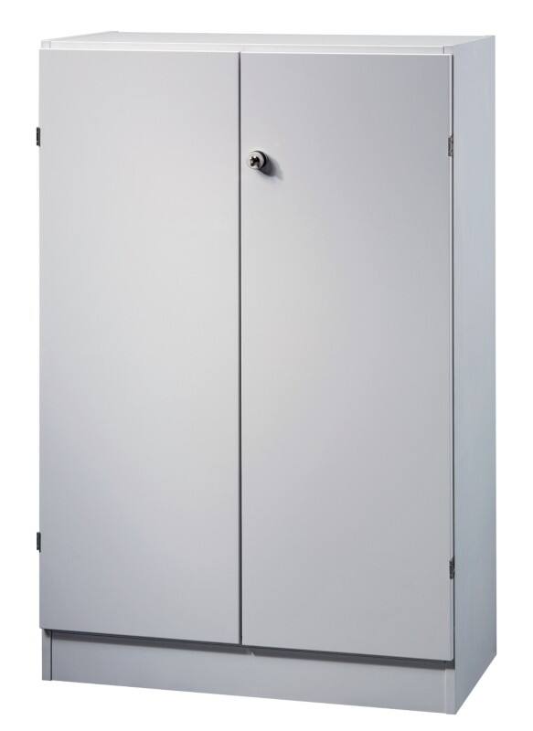 Hammerbacher Matrix Flügeltürenschrank Melaminharzbeschichtete Spanplatten 2 Tablare abschließbar 800 x 420 x 1.270 mm Ahorn Ahorn