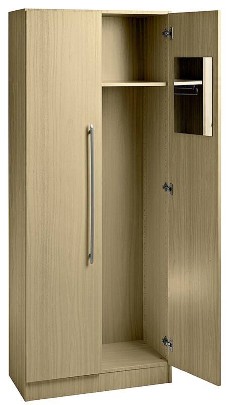 Hammerbacher Matrix Garderobenschrank Melaminharzbeschichtete Spanplatte 1 Fachboden Abschließbar 800 x 420 x 2.004 mm Ahorn Braun