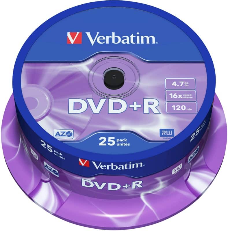 DVD+R Verbatim 16 x 4.7 Go Argenté mat Spindle 25 Unités