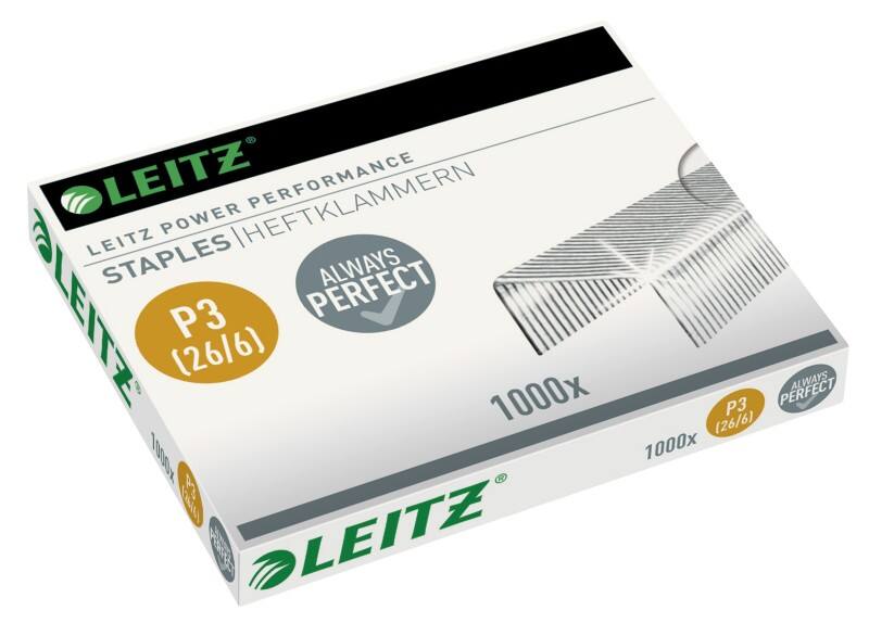 Agrafes Leitz Power Performance P3 26/6 5572 galvanisées 1 000 Unités