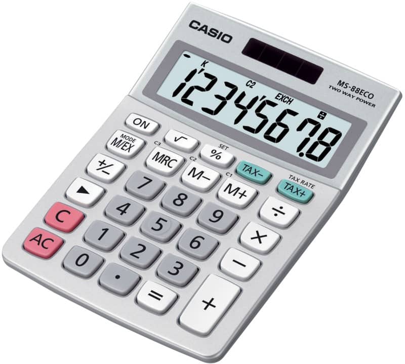 Casio Tischrechner MS-88ECO 8-stelliges Display Grau