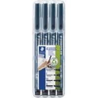 STAEDTLER Lumocolor Permanentmarker Mittel Rundspitze, Filzspitze 0,4 - 2,5 mm Schwarz Nachfüllbar 4 Stück