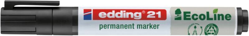 Marqueur permanent edding 21 Moyen Ogive 1,5 - 3 mm Noir Rechargeable Résistant à l'eau