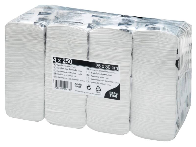 Serviettes PAPSTAR Distributeur Blanc 4 Unités de 250 Unités
