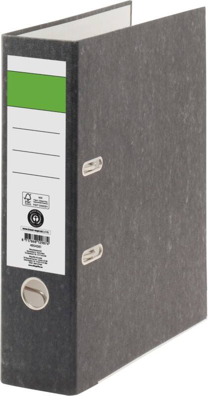 Classeur à levier Viking Large Economy A4 80 mm Noir 2 Anneaux Carton Effet Marbre Portrait Recyclé