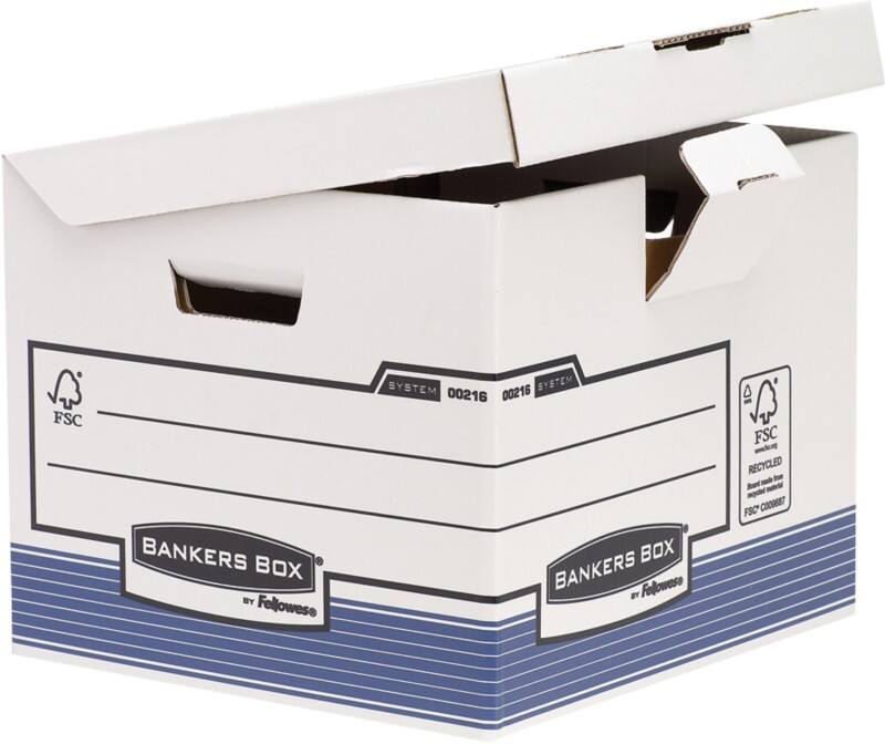 Boîte à archives Bankers Box Carton BANKERS BOX Blanc, bleu 37,7 x 39,5 x 31 cm 10 Unités