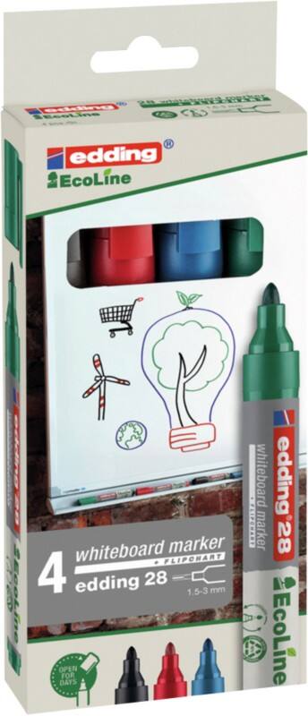 edding EcoLine 28 Whiteboard-Marker Farbig assortiert Mittel Rundspitze 1,5 - 3 mm 4 Stück