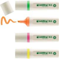 edding EcoLine 24 Textmarker Farbig assortiert Mittel Keilspitze 2 - 5 mm Nachfüllbar 4 Stück