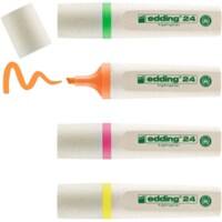 edding EcoLine 24 Textmarker Farbig assortiert Mittel Keilspitze 2 - 5 mm Nachfüllbar 4 Stück