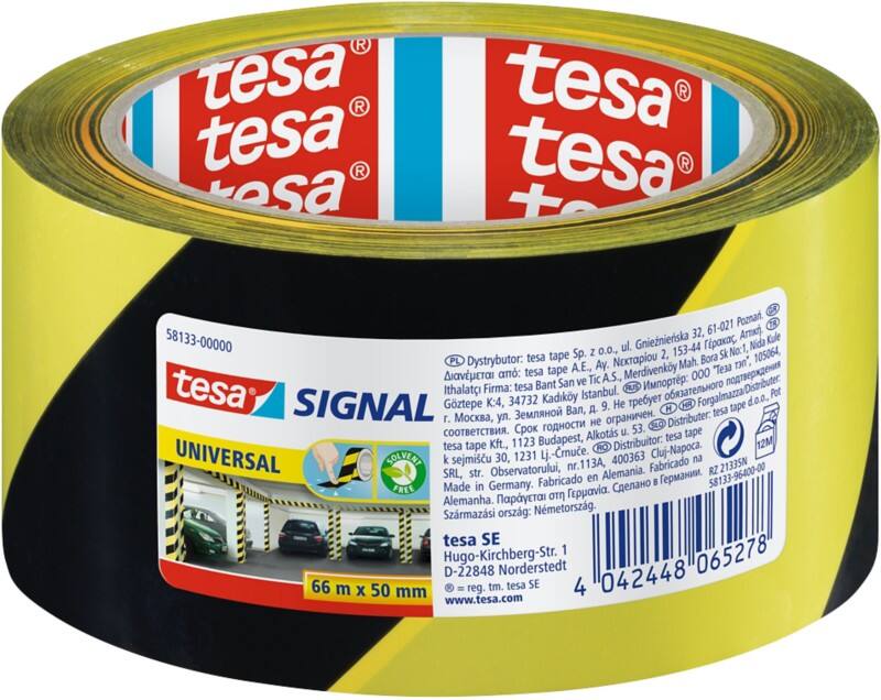 Ruban de marquage Tesapack 50 mm x 66 m Noir, jaune