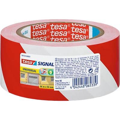 tesapack Signalklebeband 50 mm x 66 m Rot, Weiß