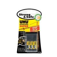 Colle liquide UHU Super Strong & Safe Transparente Permanente 44305 3 Unités de 1 g