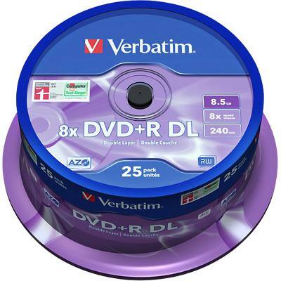 Verbatim DVD+R DL Silber 8x 8.5 GB 25 Stück