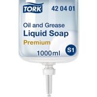 Recharge Tork Savon Liquide Mains Dégraissant - 420401 - Savon Liquide pour Distributeurs Systèmes S1/S11, élimine les graisses et la saleté - Qualité Premium, sans parfum, 1 x 1000 ml