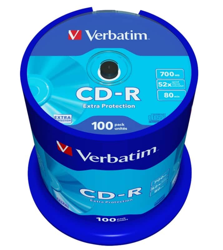 CD-R Verbatim 700 Mo Extra Protection Spindle 100 Unités
