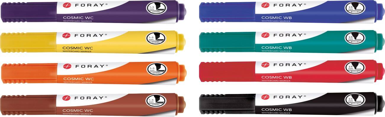 Foray Cosmic WB Whiteboard Marker Mittel Rundspitze Farbig sortiert 8 Stück