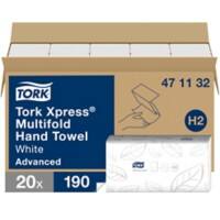 Tork Xpress Advanced Falthandtücher H2 M-falz Weiss 2-lagig 471132 20 Stück à 190 Blatt